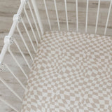 Natural Wavy Checker Muslin Crib Sheet