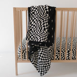 Black & White Wavy Checkerboard Muslin Crib Sheet