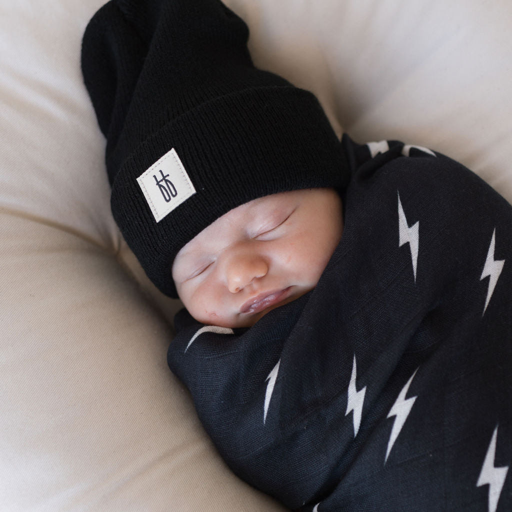 Midnight Lightning Bolt Muslin Swaddle