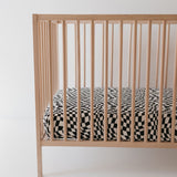 Black & White Wavy Checkerboard Muslin Crib Sheet