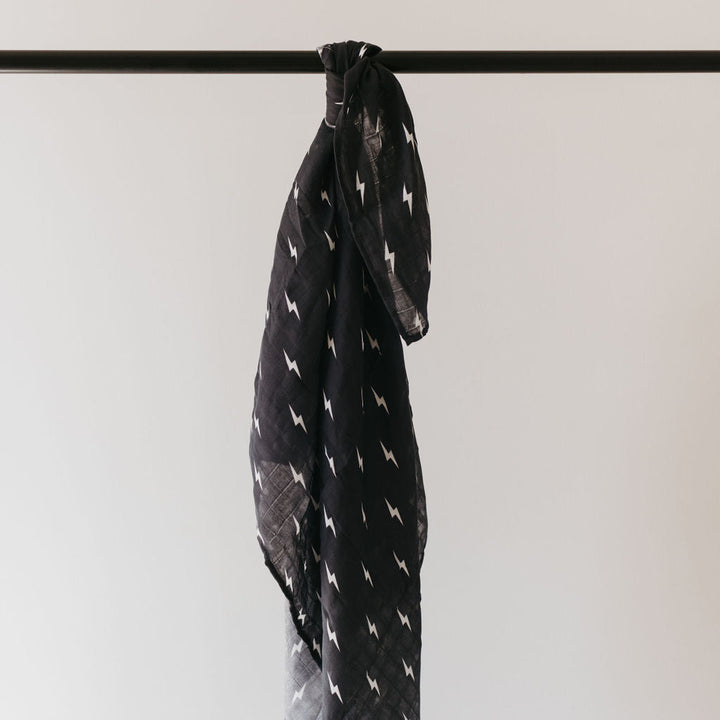 Midnight Lightning Bolt Muslin Swaddle