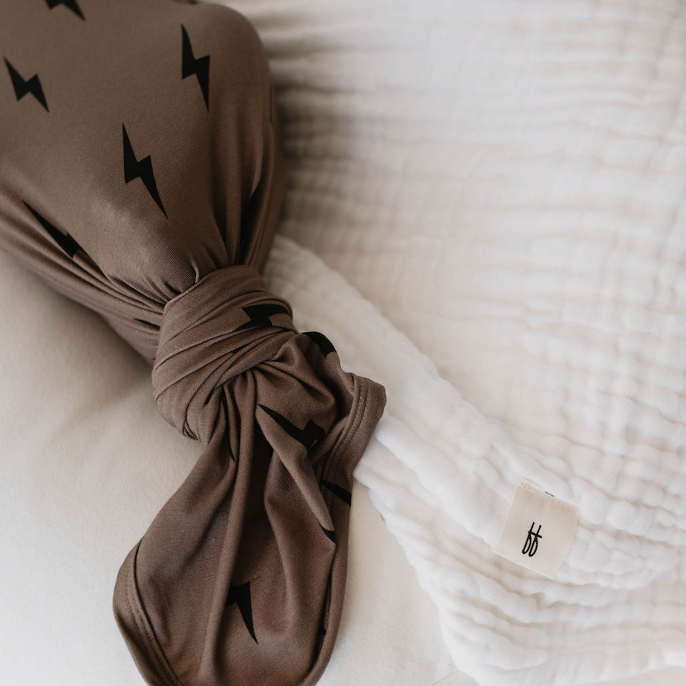 Black & Brown Lightning Bolt Bamboo Swaddle