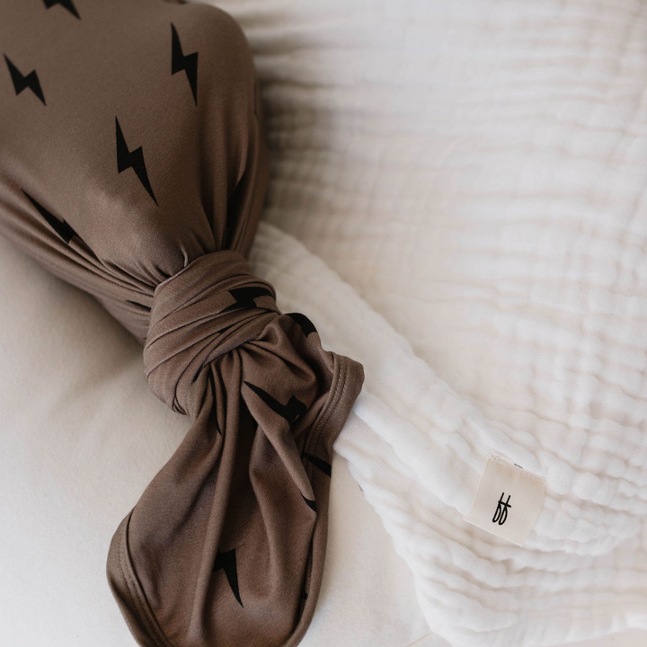 Black & Brown Lightning Bolt Bamboo Swaddle