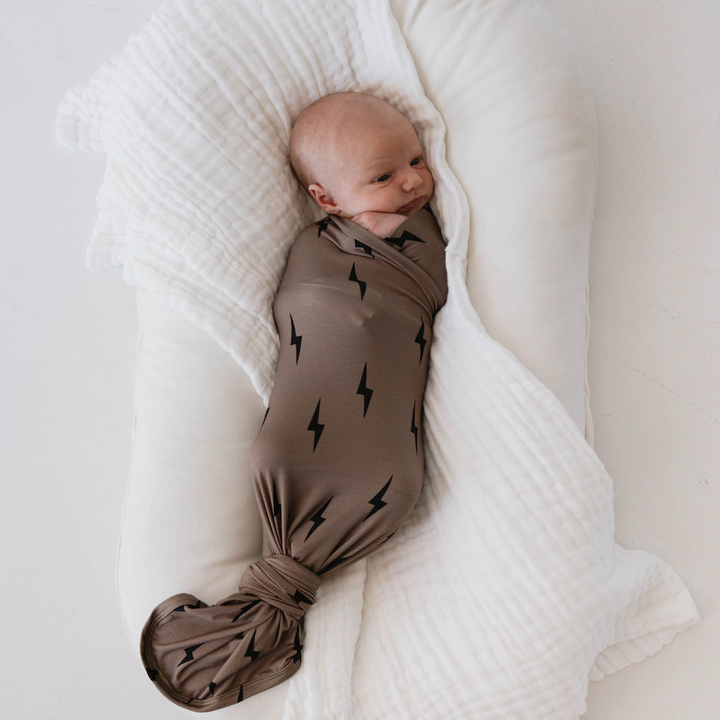 Black & Brown Lightning Bolt Bamboo Swaddle