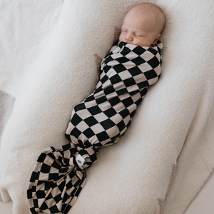 Black Checkerboard Bamboo Swaddle