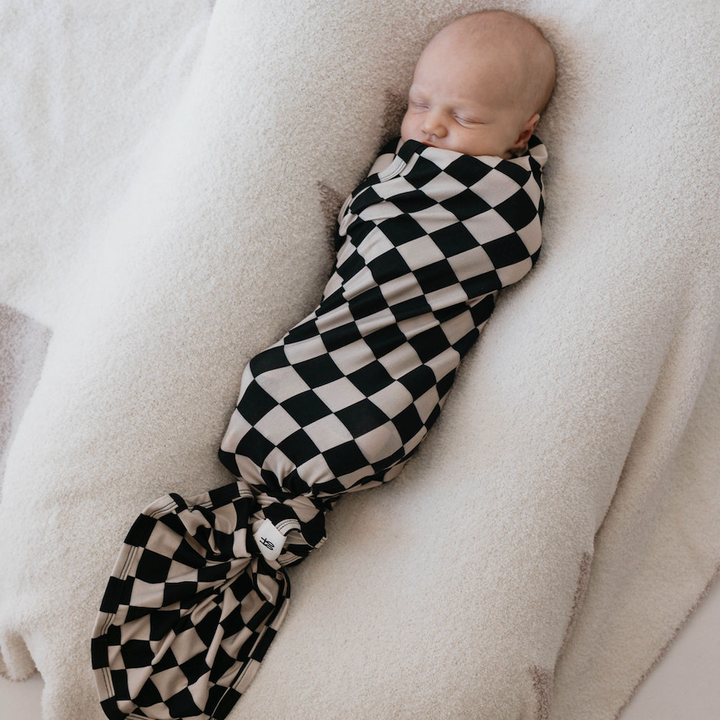 Black Checkerboard Bamboo Swaddle