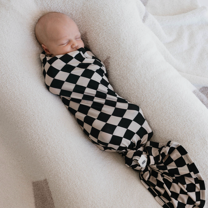 Black Checkerboard Bamboo Swaddle