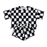 Wavy Checkered Shorts Set
