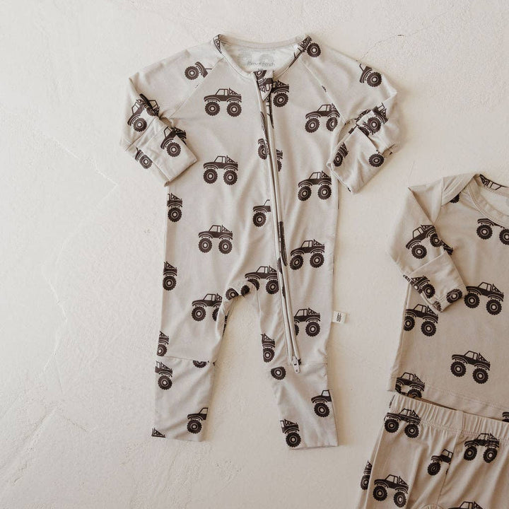 Monster Truck Bamboo Zip Pajamas