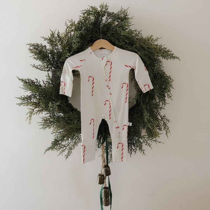 Candy Cane Bamboo Zip Pajamas