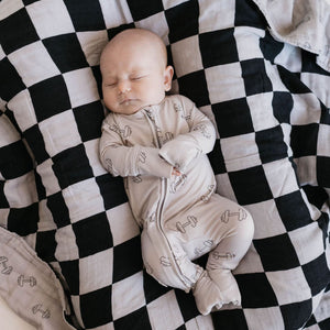 Arm Day Bamboo Zip Pajamas - Light Grey