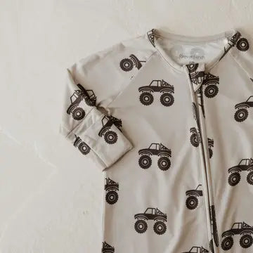 Monster Truck Bamboo Zip Pajamas