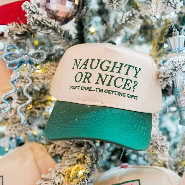 Naughty or Nice? Don't Care - Green Vintage Trucker Hat