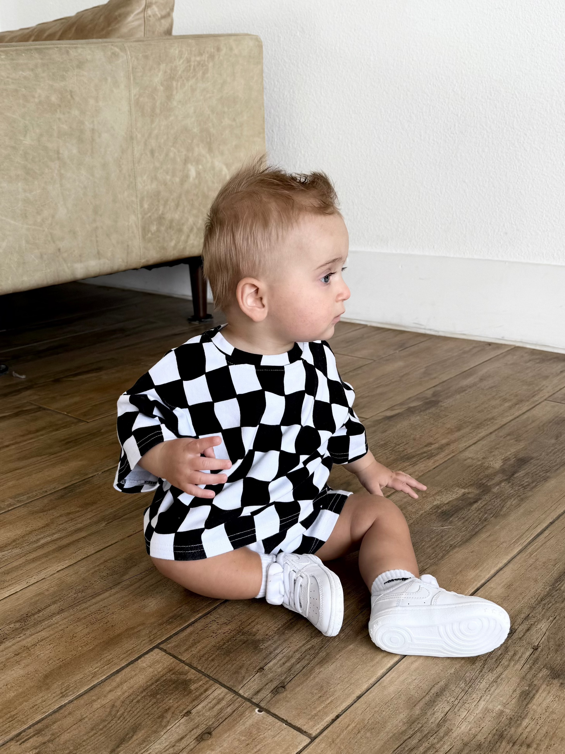 Wavy Checkered Shorts Set