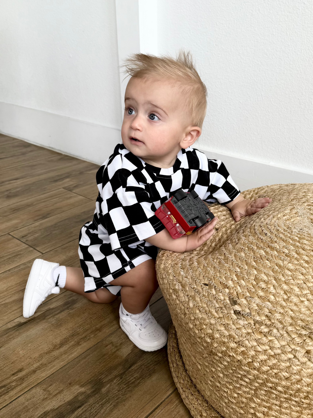 Wavy Checkered Shorts Set