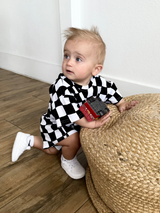 Wavy Checkered Shorts Set