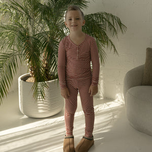 Red Gingham Bamboo Two Piece Pajamas