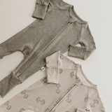 Ribbed Grey Bamboo Zip Pajamas