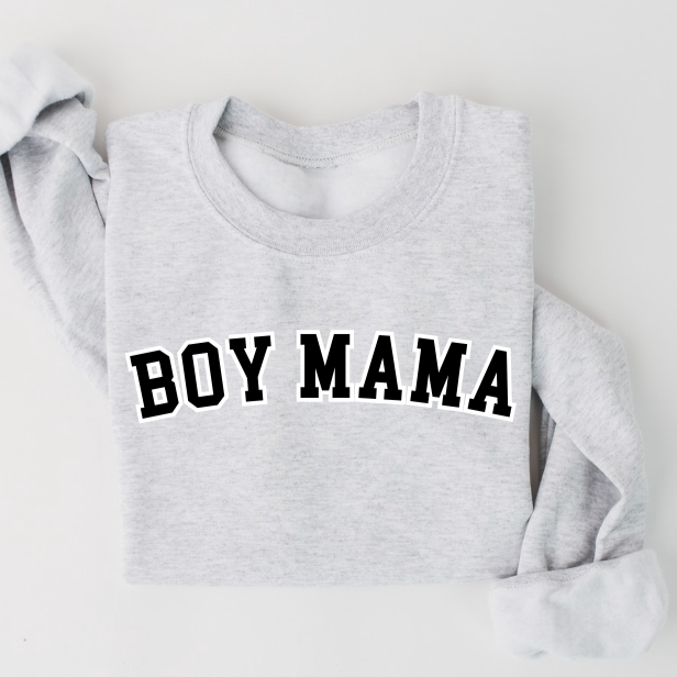Boy Mama Varsity Outline Pullover