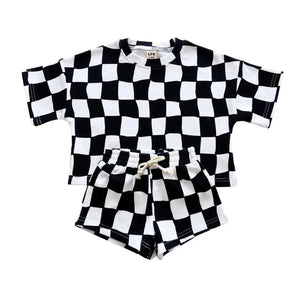 Wavy Checkered Shorts Set